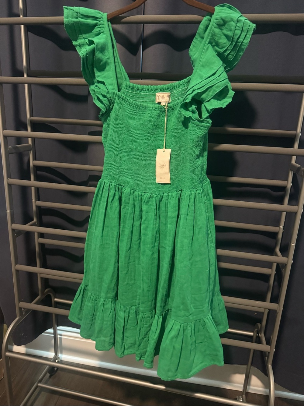 Mille Green Ruffle-Sleeve Sundress